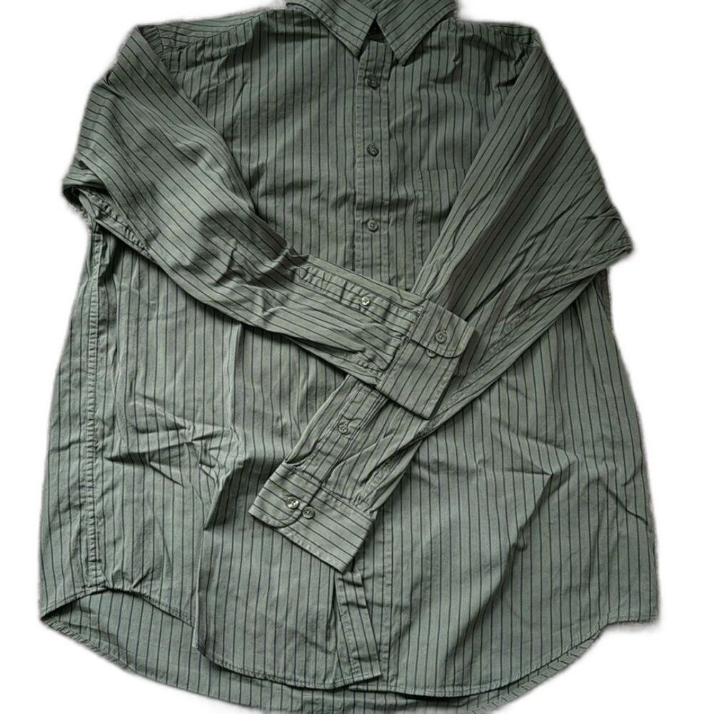 Green striped button down
